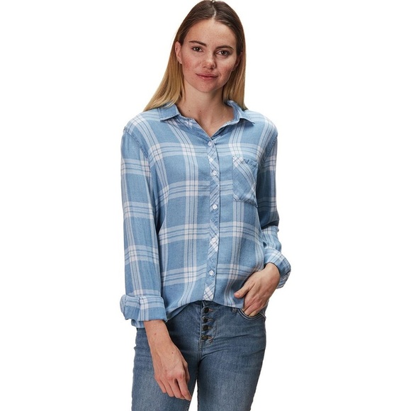 Rails Hunter Plaid Long Sleeve Button Down Shirt // Marine White - Picture 2 of 11